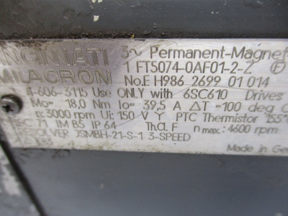 CINCINNATI MILACRON 1FT5074-0AF01-2-Z UNMP