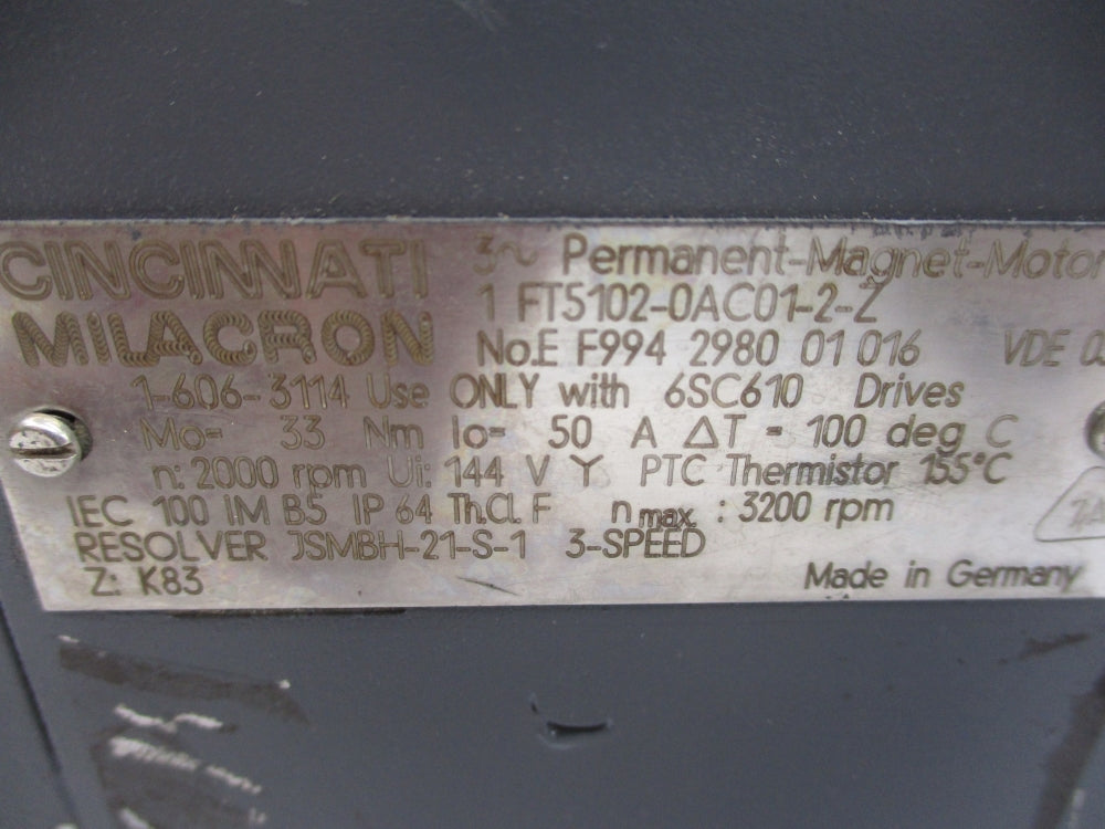 CINCINNATI MILACRON 1FT5102-0AC01-2-Z UNMP