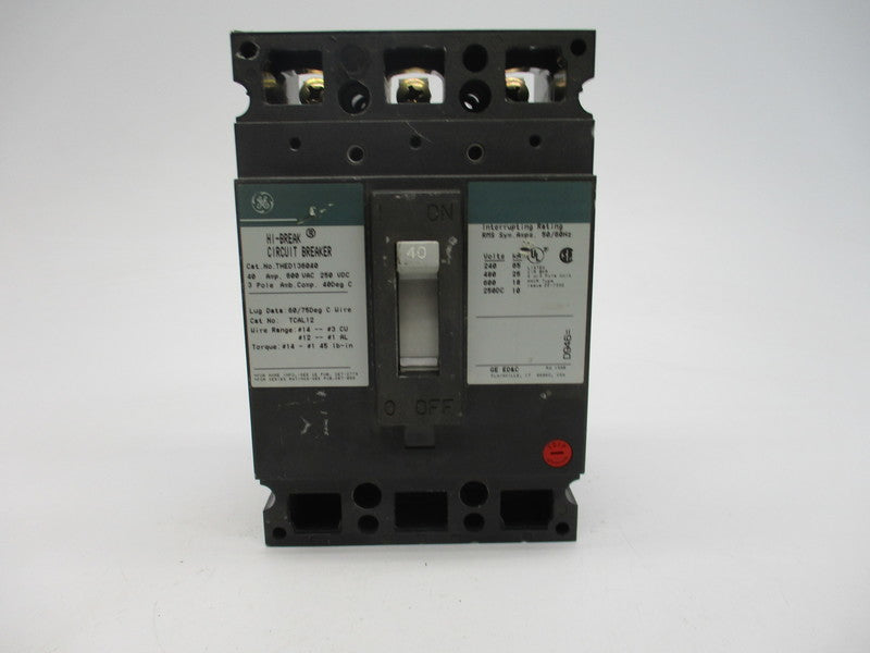 GENERAL ELECTRIC THED136040 40A 600VAC UNMP