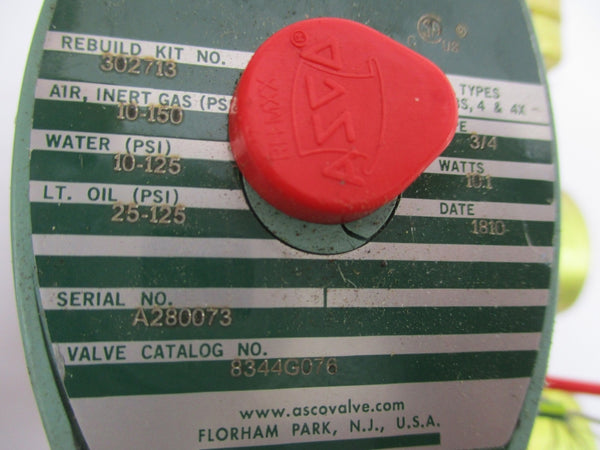 ASCO 8344G076 110/120V 10-150PSI 3/4" NSNP
