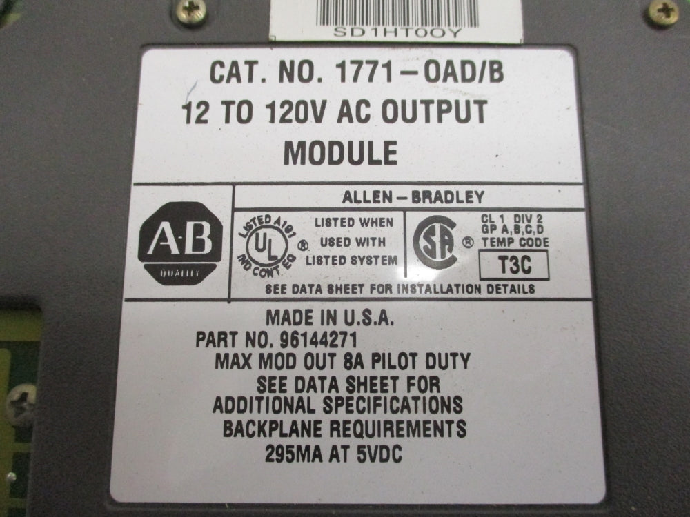 ALLEN BRADLEY 1771-OAD SER. B 12-120VAC (NO TERMINAL) UNMP