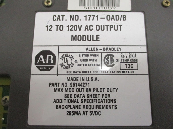 ALLEN BRADLEY 1771-OAD SER. B 12-120VAC (NO TERMINAL) UNMP