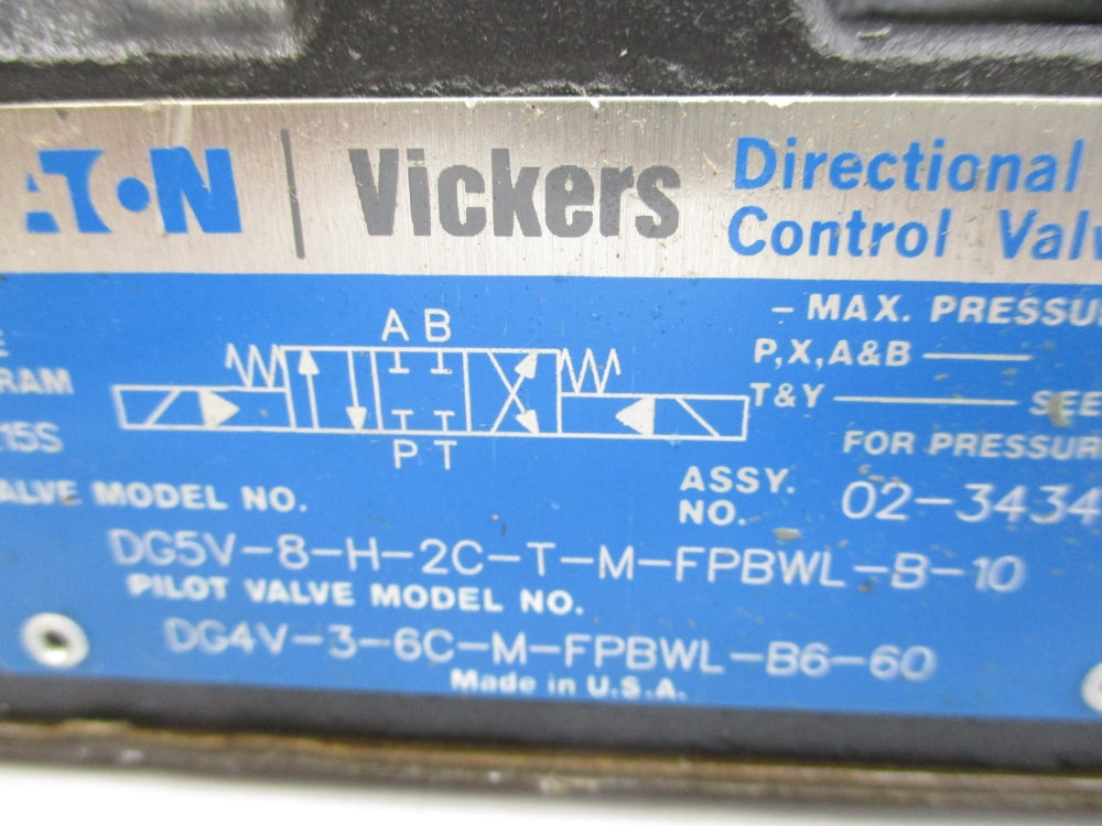 VICKERS DG5V-8-H-2C-T-M-FPBWL-B-10 02-343420 5000PSI (AS PICTURED) NSNP