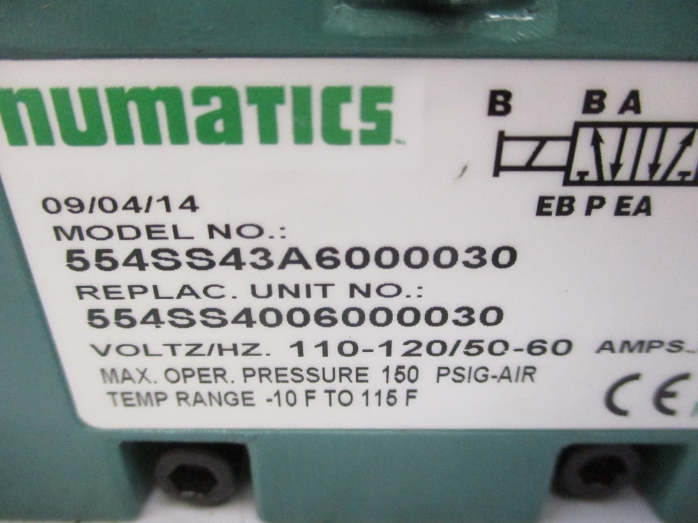 NUMATICS 554SS43A6000030 120V 150PSI NSNP
