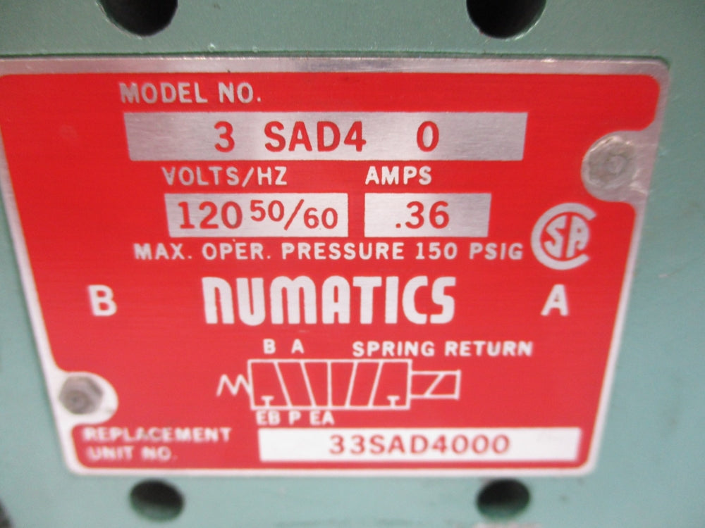 NUMATICS 33SAD4000 120V 150PSI NSNP