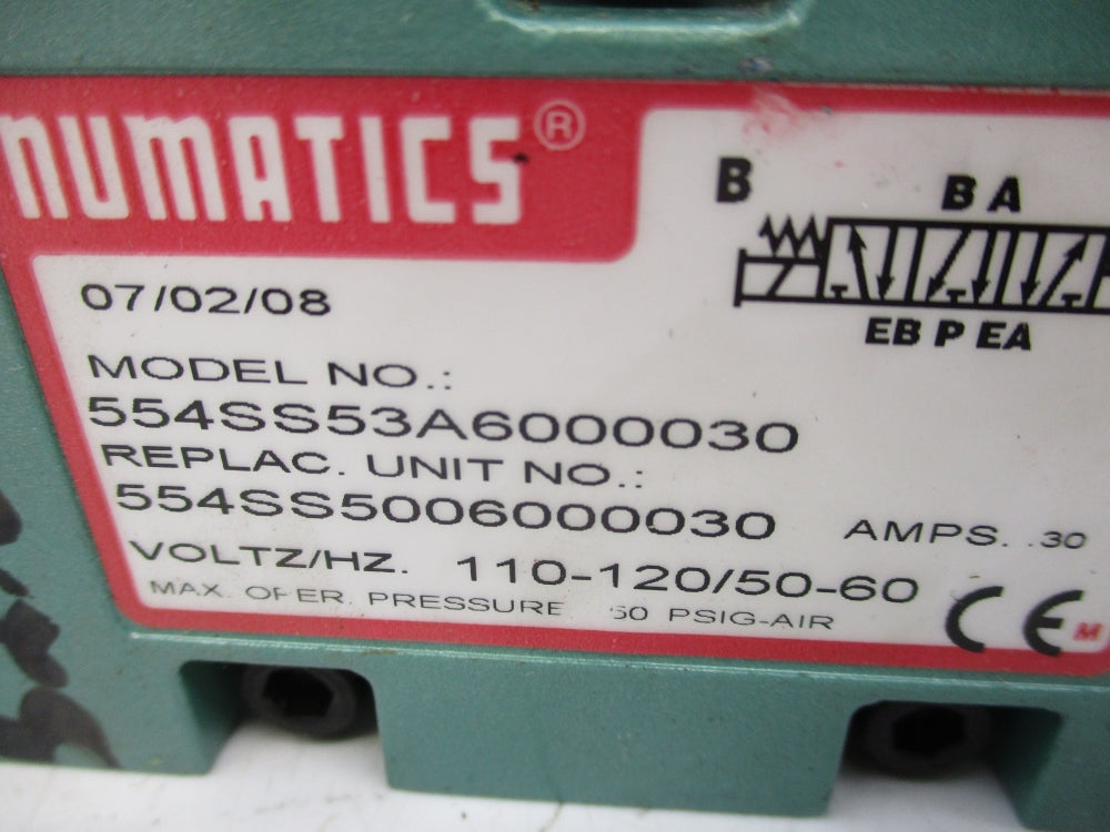 NUMATICS 554SS53A6000030 120V 150PSI UNMP