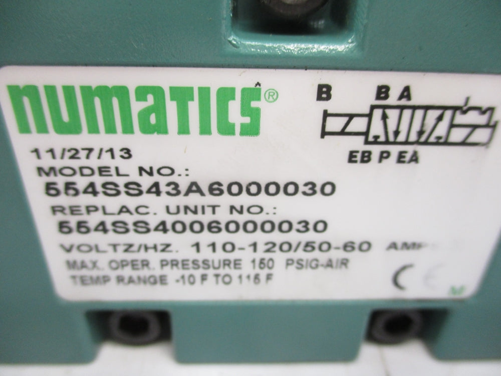 NUMATICS 554SS43A6000030 120V 150PSI NSNP