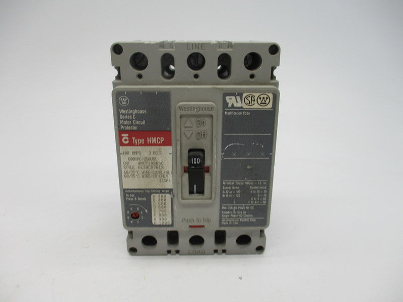 WESTINGHOUSE HMCP100R3C 100A 600VAC 250VDC UNMP