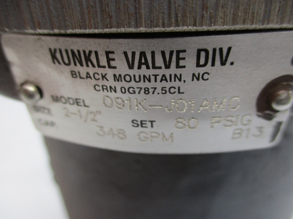 KUNKLE VALVE 091K-J01AMC 80PSI NSNP