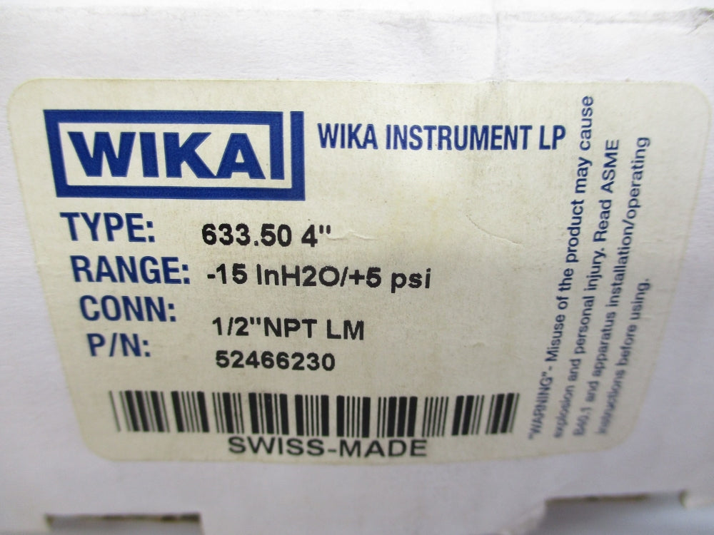 WIKA 633.504" 52466230 -15-5.0PSI NSMP