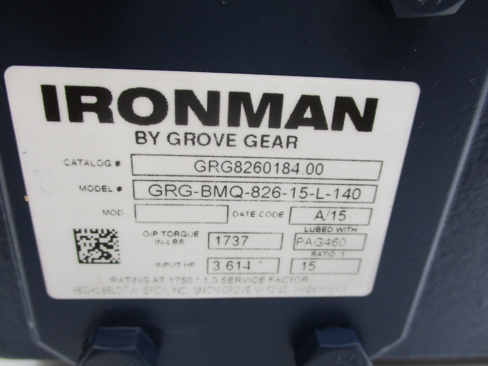 GROVE GEAR GRG-BMQ-826-15L-140 GRG8260184.00 NSMP