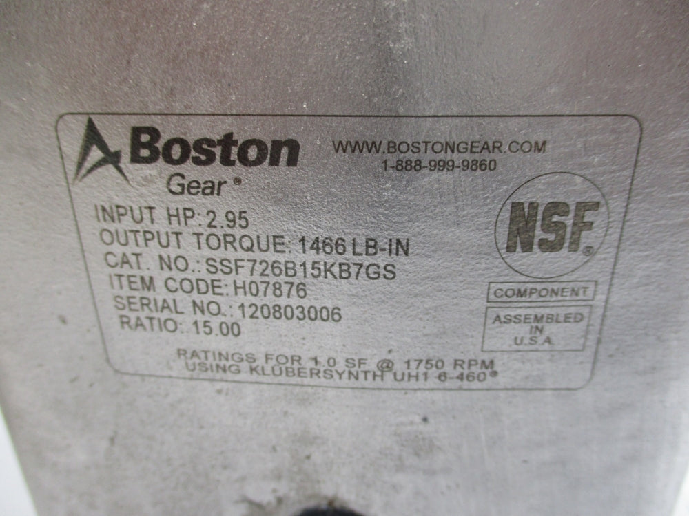 BOSTON GEAR SSF726B-15K-B7-GS NSMP