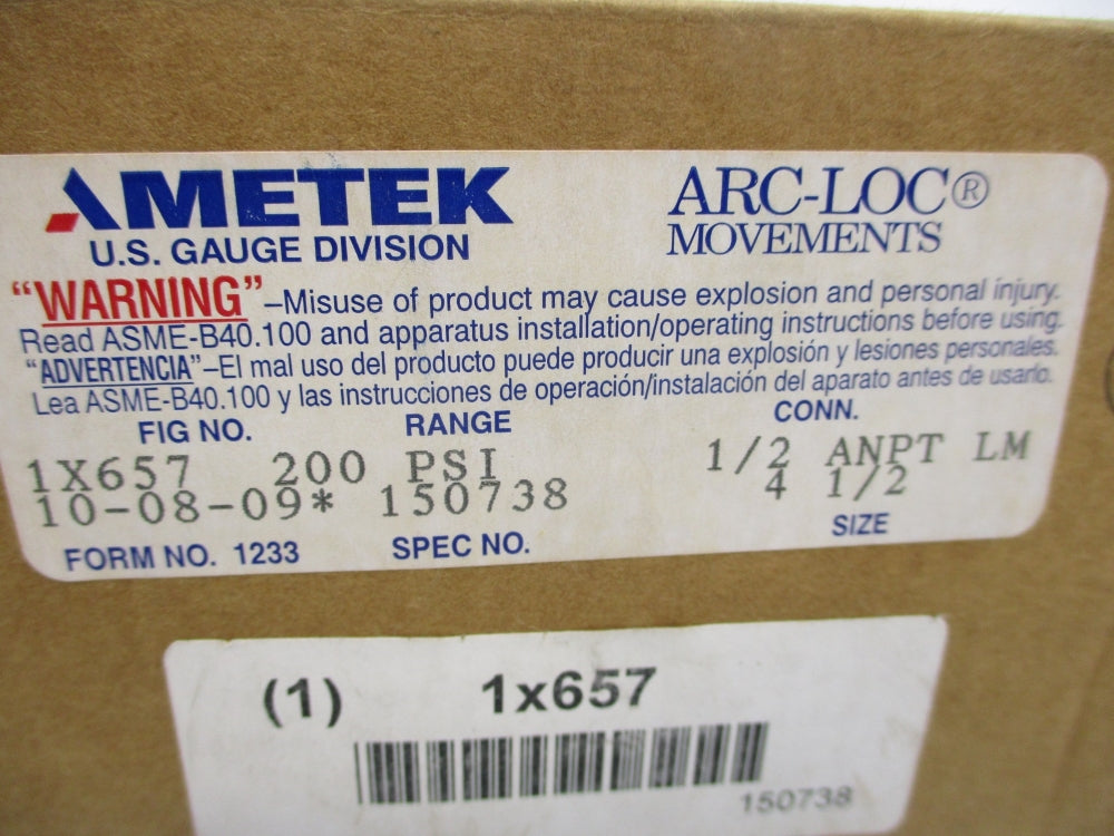 AMETEK 1X657 0-200PSI NSMP