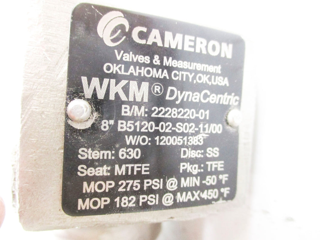 CAMERON 2228220-01 B5120-02-S02-11/00 8" 275PSI NSNP