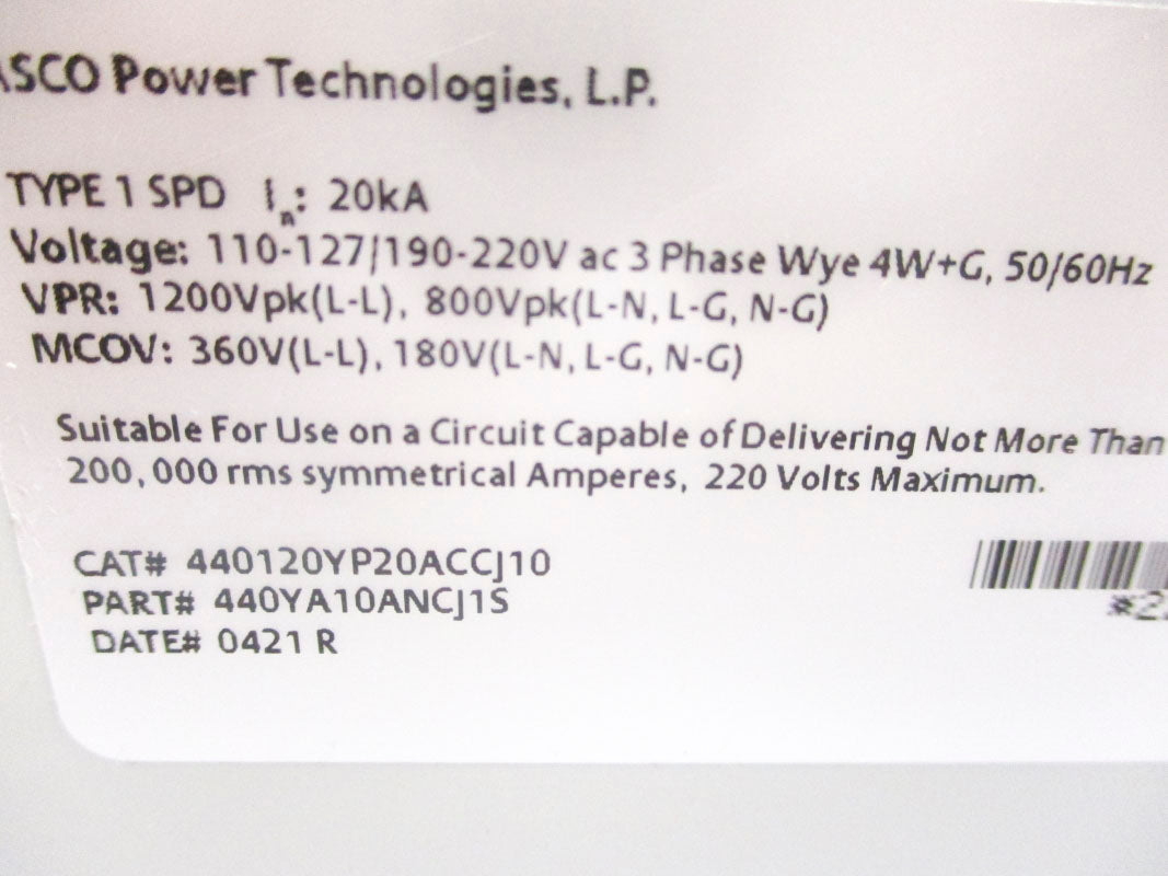 ASCO 440120YP20ACCJ10 440YA10ANCJ1S 190-220V NSNP