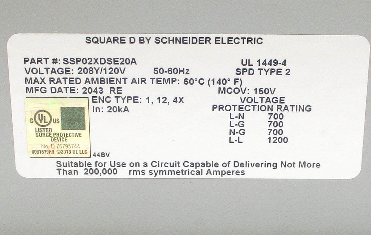 SQUARE D SSP02XDSE20A 120V NSNP