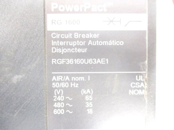 SQUARE D RGF36160U63AE1 SER. 1 240V 1600A (AS PICTURED) NUPI