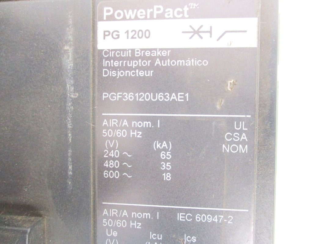 SQUARE D PGF36120U63AE1 SER. 1 240V 1200A NSNP