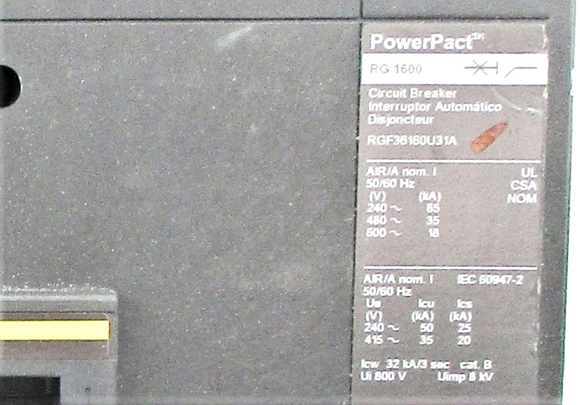 SQUARE D RGF36160U31A SER. 1 240V 1600A (AS PICTURED) NUPI