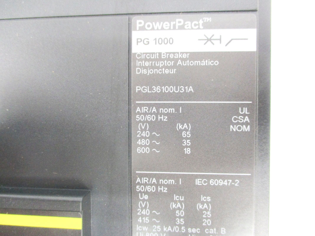SQUARE D PGL36100U31A SER. 1 600V 1000A NSNP