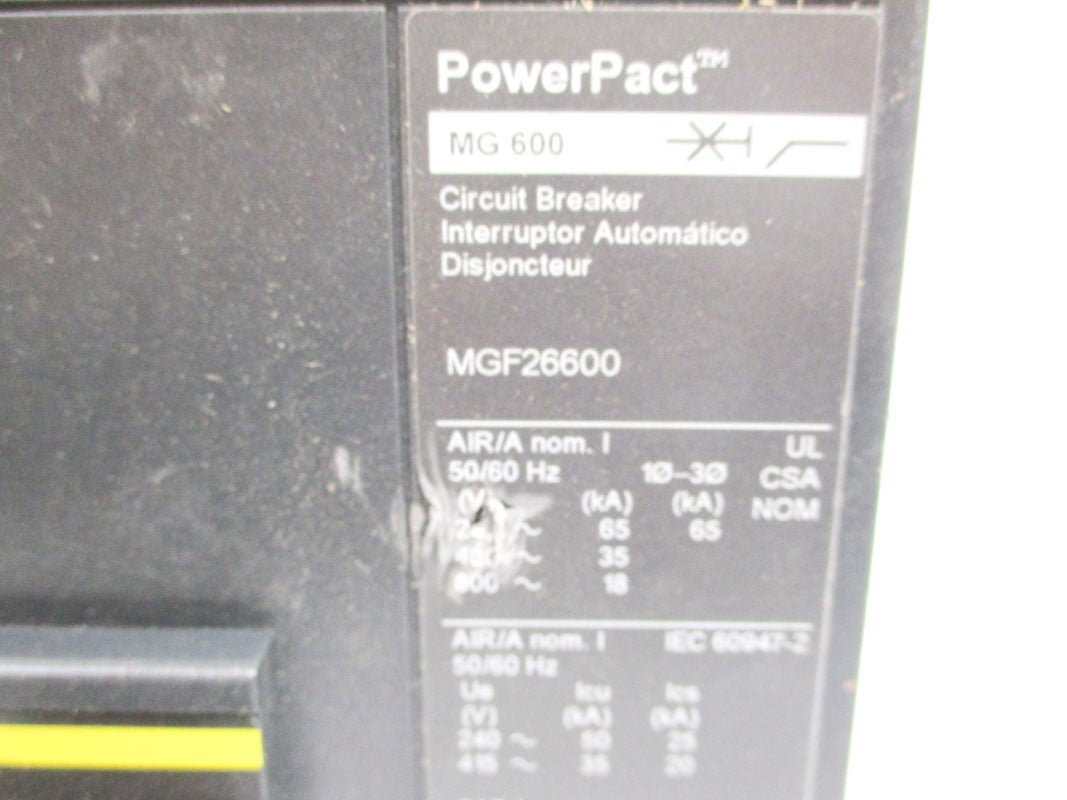 SQUARE D MGF26600 SER. 2 600V 600A (AS PICTURED) NUPI