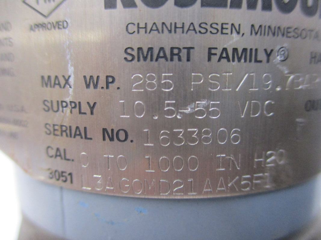 ROSEMOUNT 3051L3AG0MD21AAK5F1 285PSI UNMP