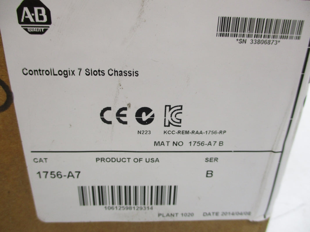 ALLEN BRADLEY 1756-A7 SER. B DATE: 2014 NSFS