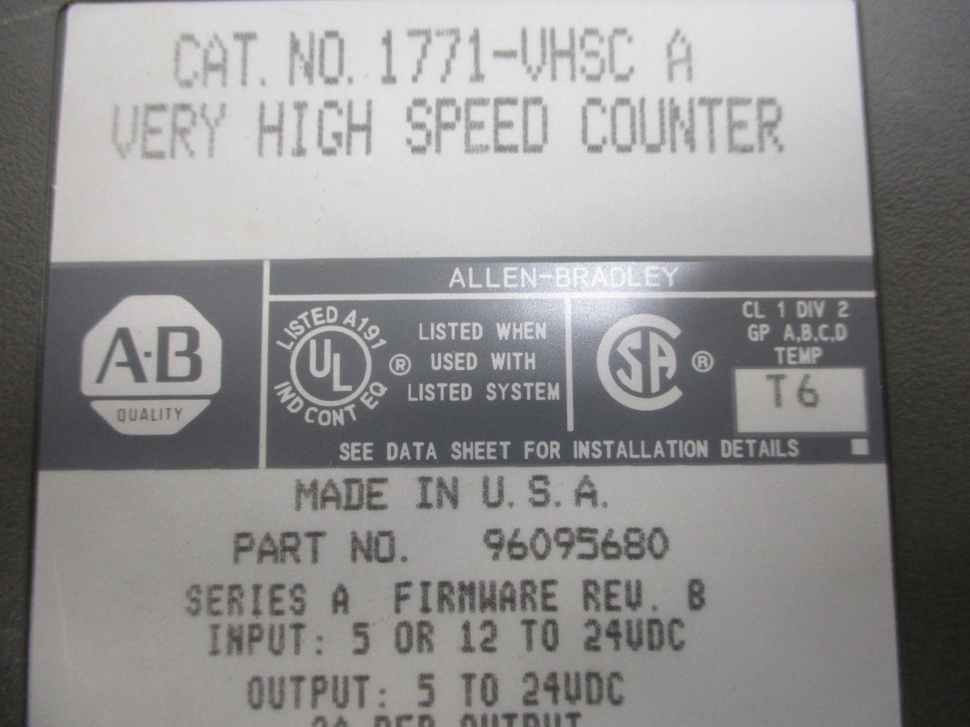 ALLEN BRADLEY 1771-VHSC SER. A F/W B 24VDC REMAN