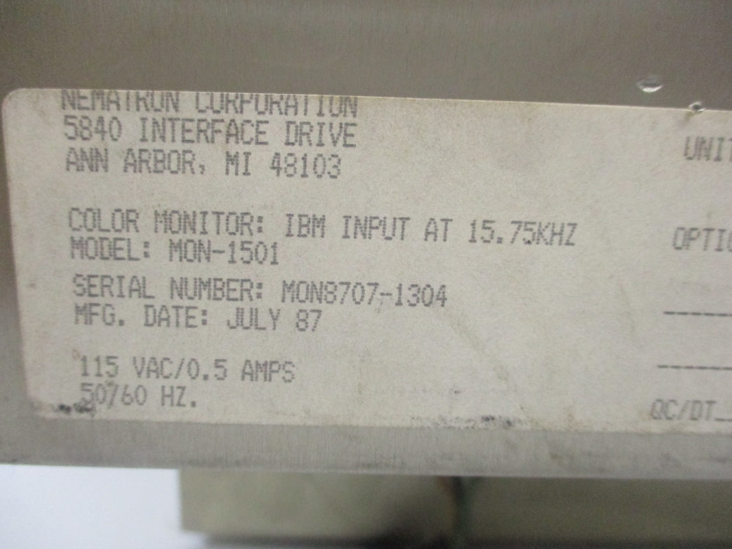 NEMATRON MON-1501 115VAC 0.5A UNMP
