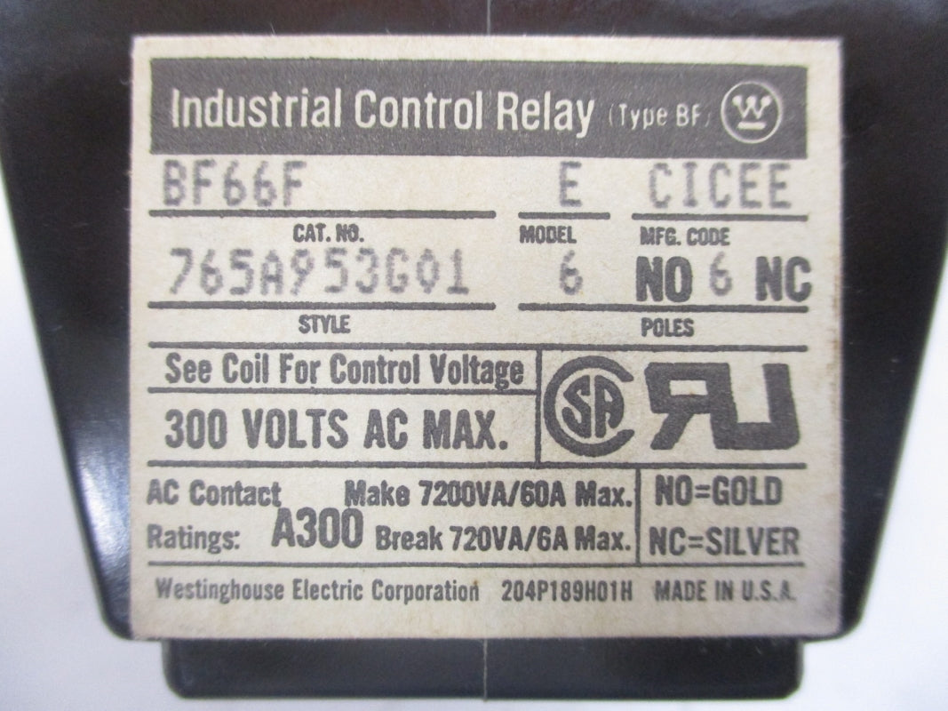 WESTINGHOUSE BF66F 765A953G01 110/120V NSMP