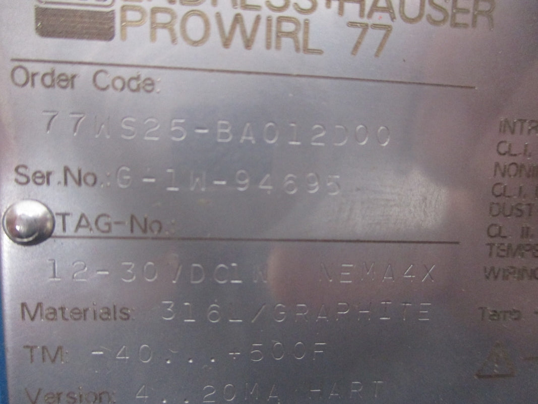 ENDRESS+HAUSER 77WS25-BA012D00 UNMP