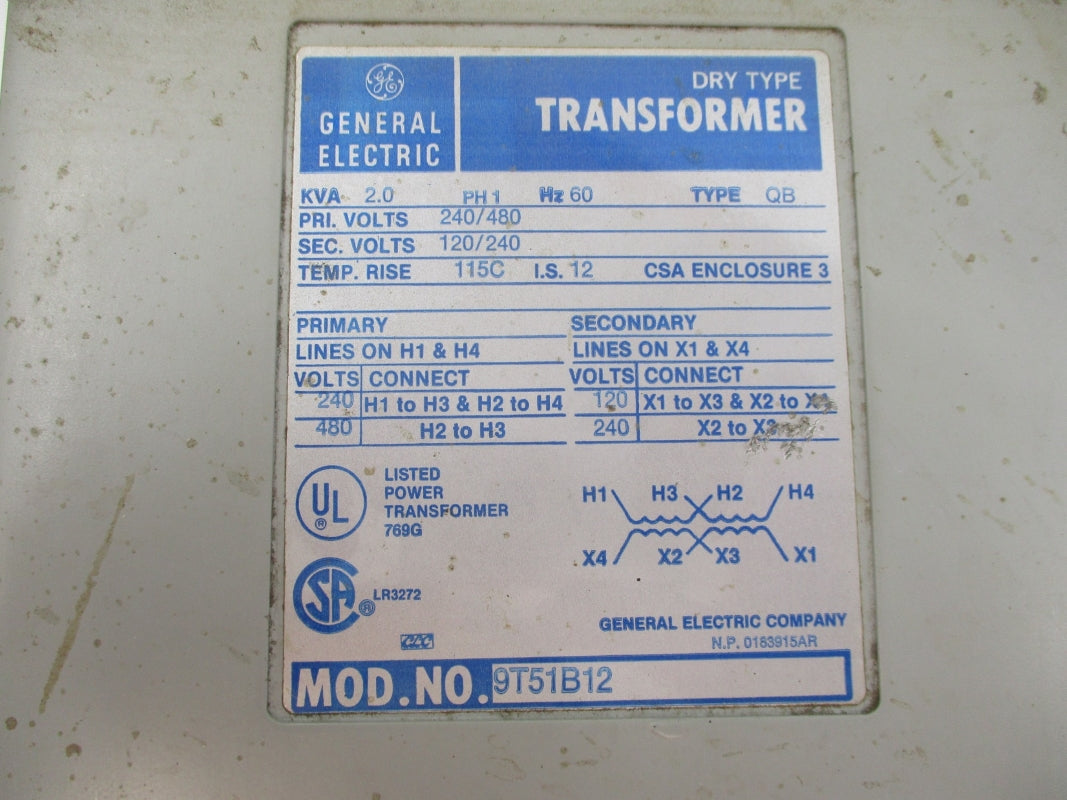 GENERAL ELECTRIC 9T51B12 2.0 KVA 240/480V UNMP