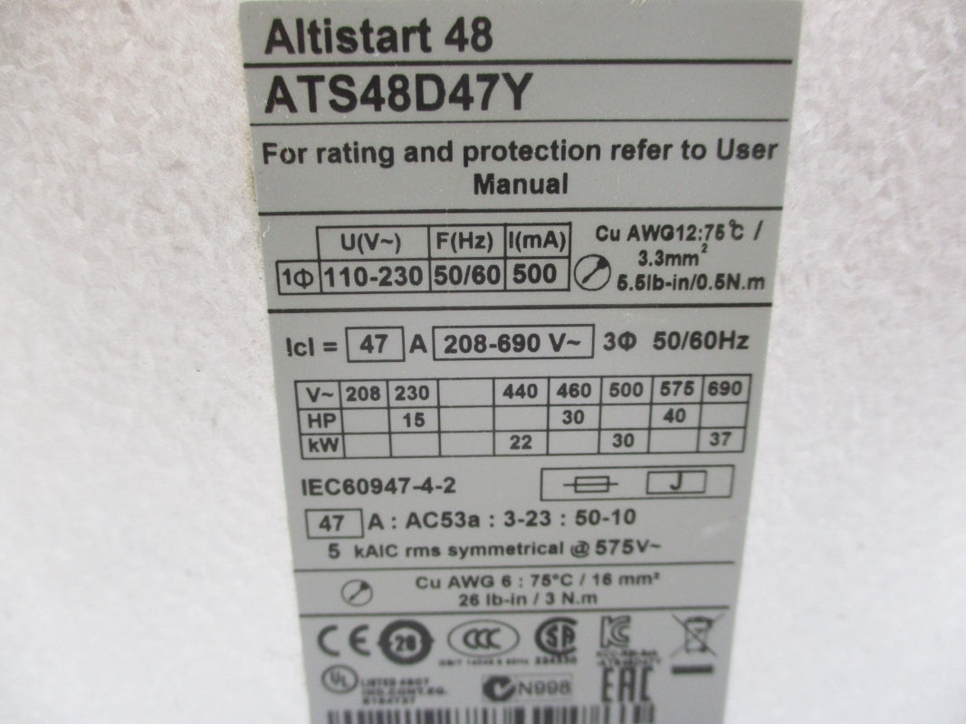 TELEMECANIQUE ATS48D47Y 208-690V 47A NSNP