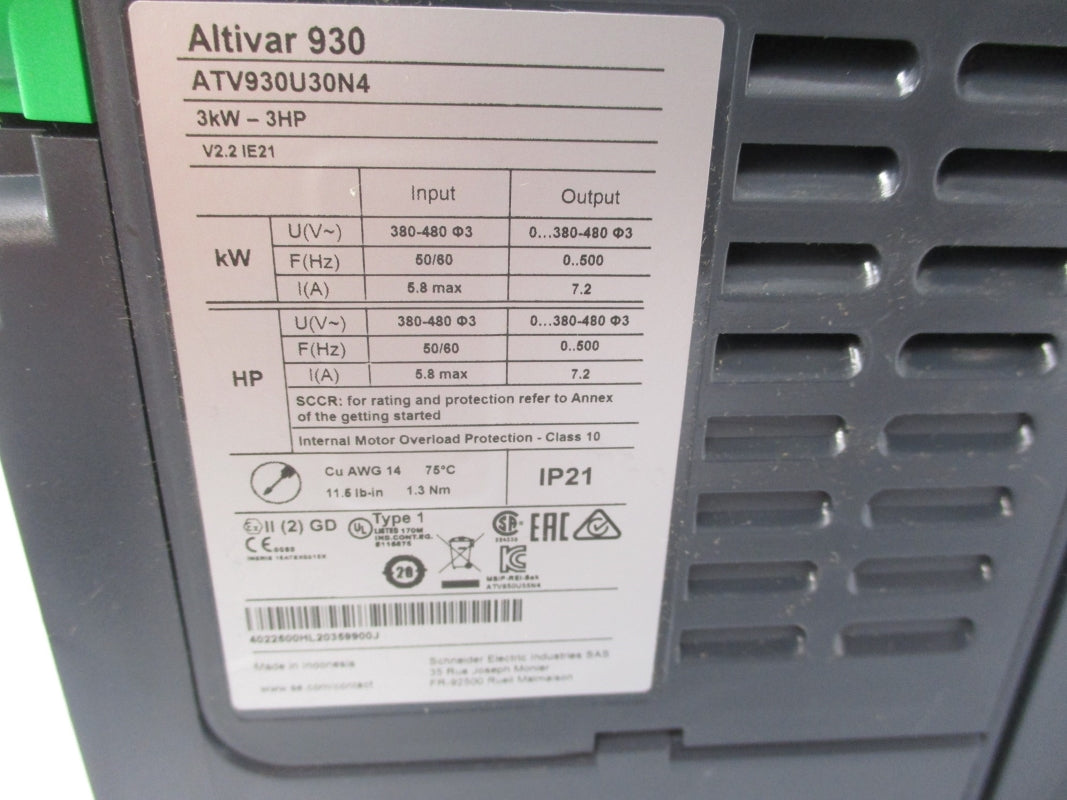SCHNEIDER ELECTRIC ATV930U30N4 480V V2.2 NSNP