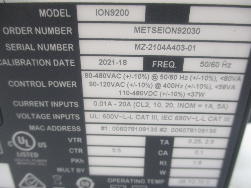 SCHNEIDER ELECTRIC METSEION92030 90-480VAC .01A-20A NSNP