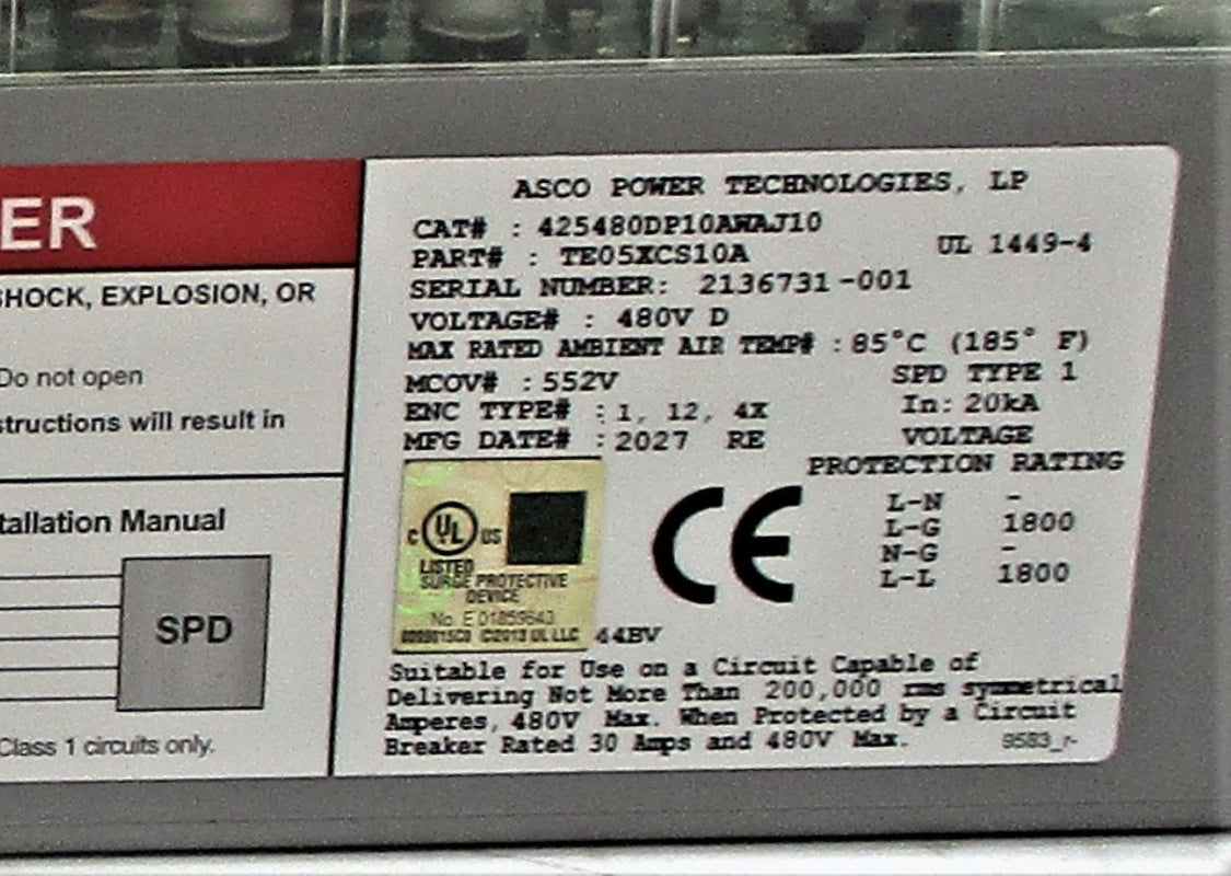 ASCO 425480DP10AWAJ10 TE05XCS10A 480V NSNP