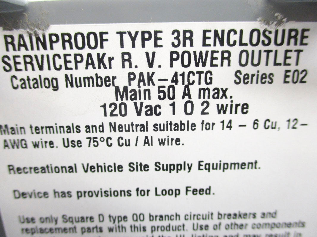 SQUARE D PAK-41CTG SER. E02 120VAC 50A NSNP