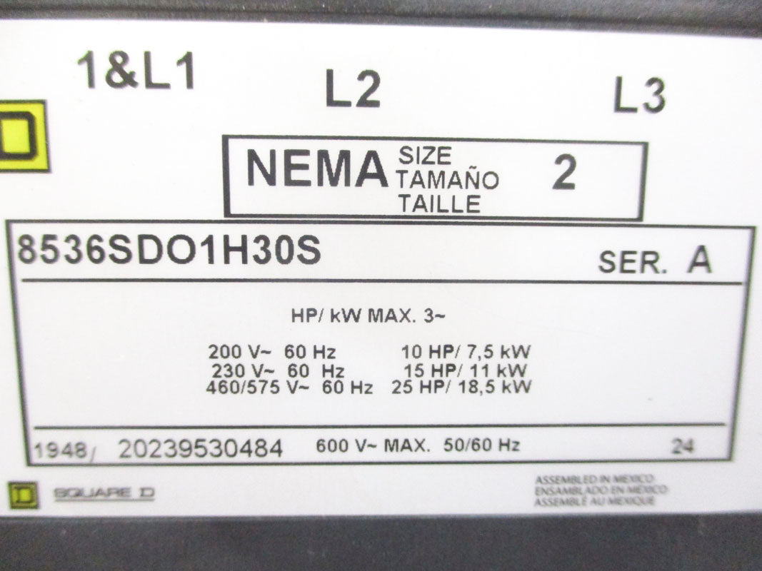 SQUARE D 8536SDO1H30S SER. A 110/120V NSNP