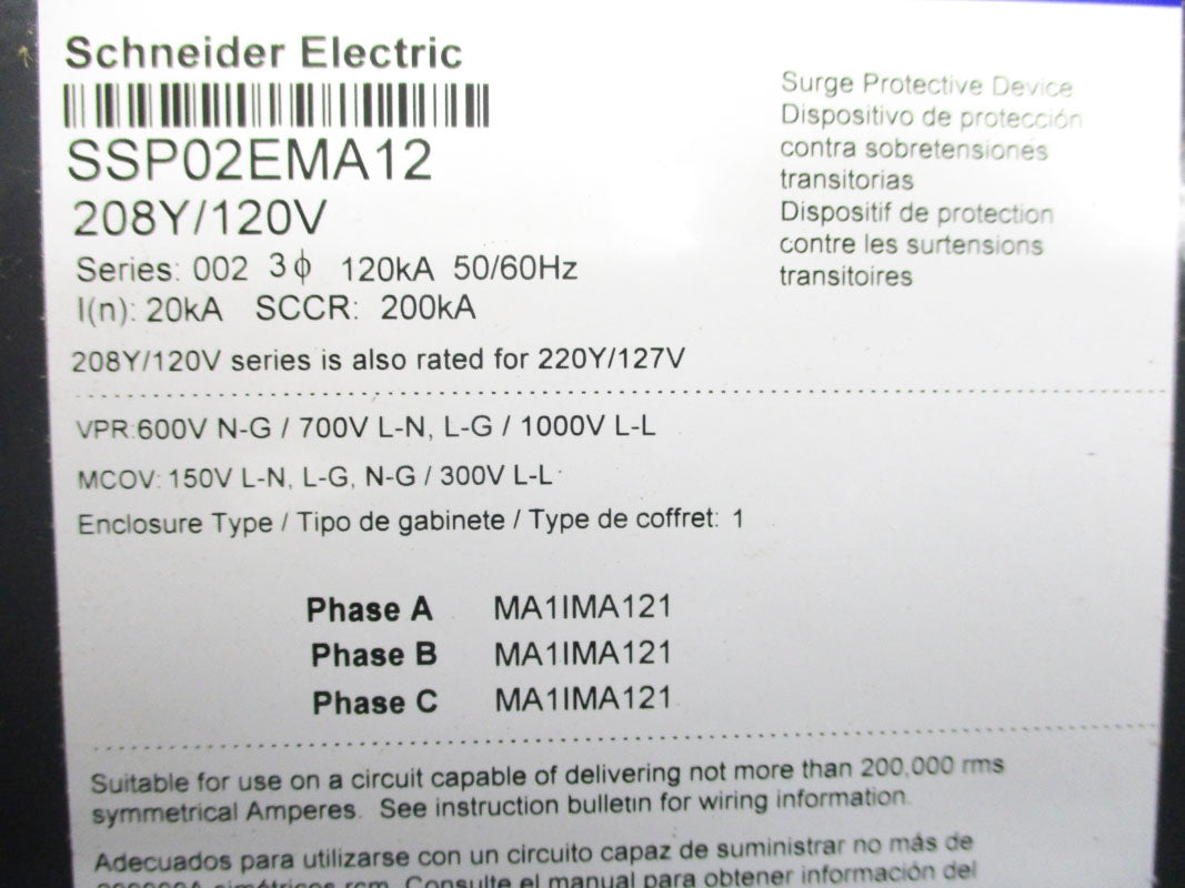 SQUARE D SSP02EMA12 SER. 002 220/127V NSNP