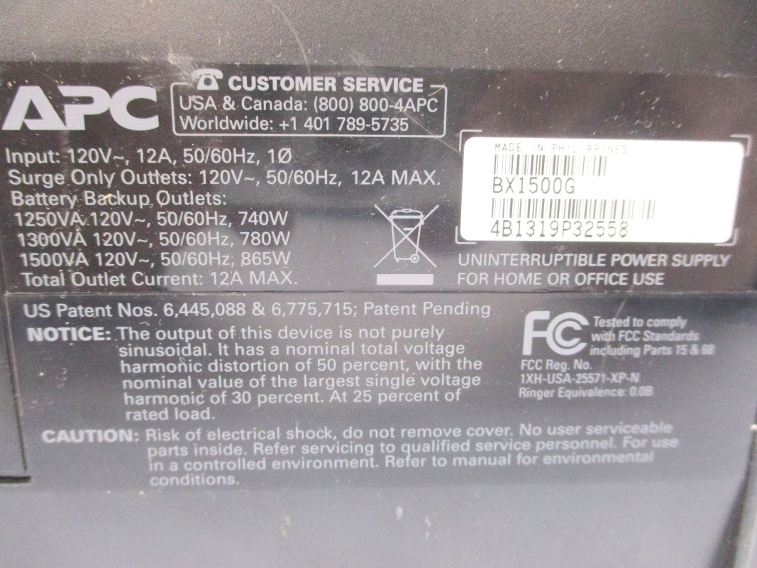 SQUARE D BX1500G 120V 12A UNMP