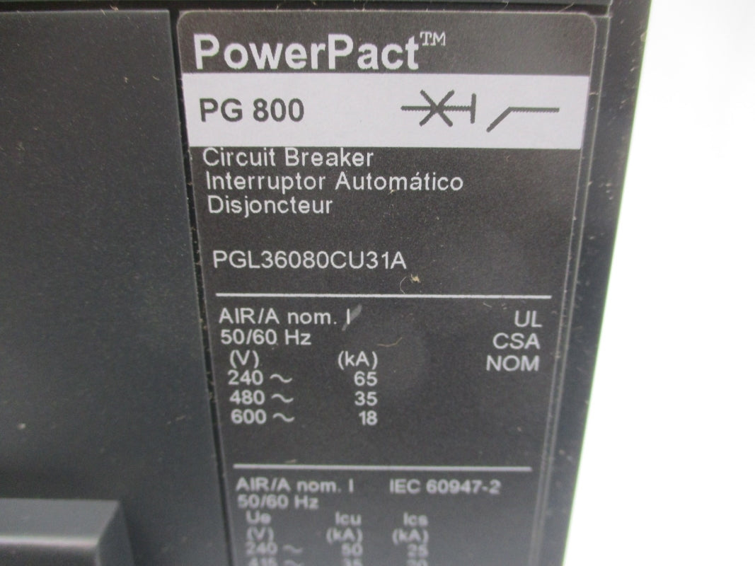 SQUARE D PGL36080CU31A SER. 1 240V 800A NSNP