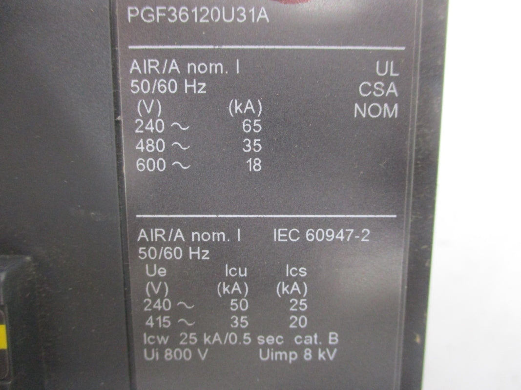 SQUARE D PGF36120U31A SER. 1 600V 1200A NSNP