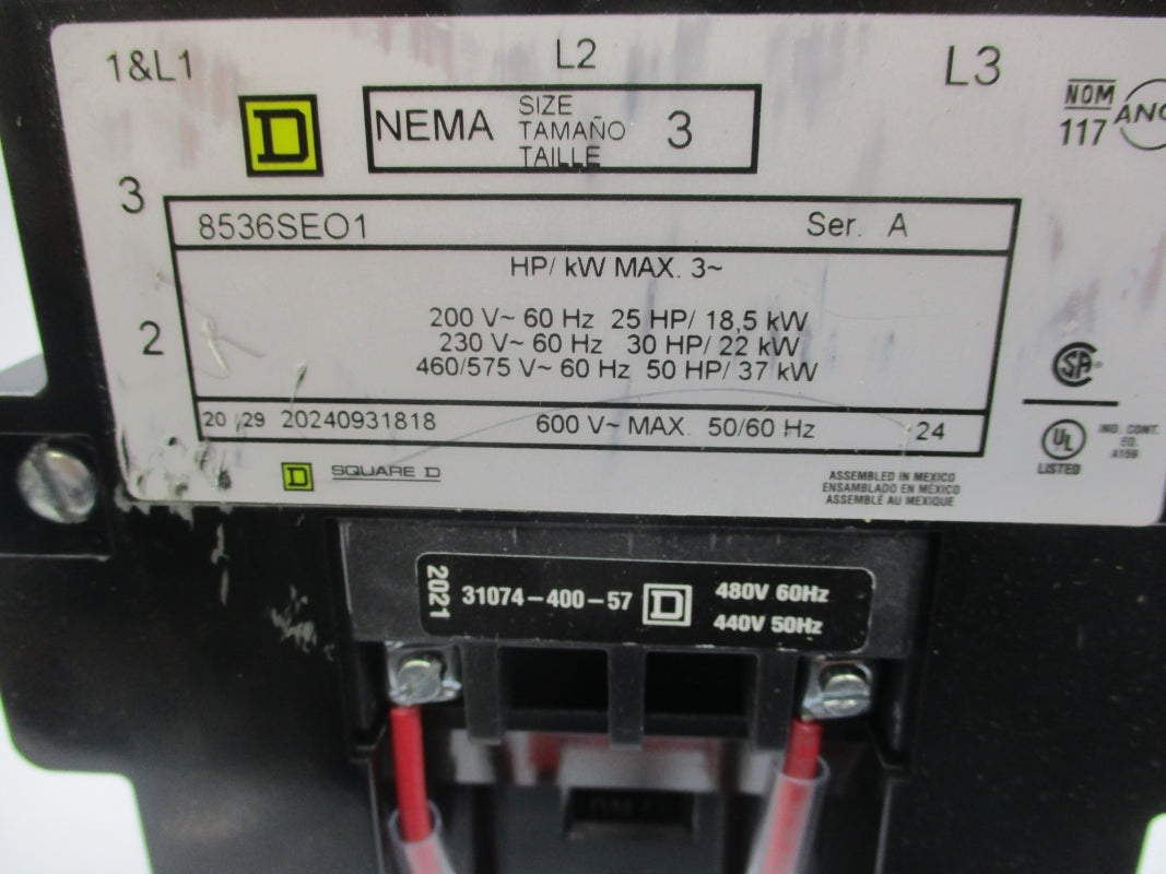 SQUARE D 8536SEO1 SER. A 440/480V NSNP