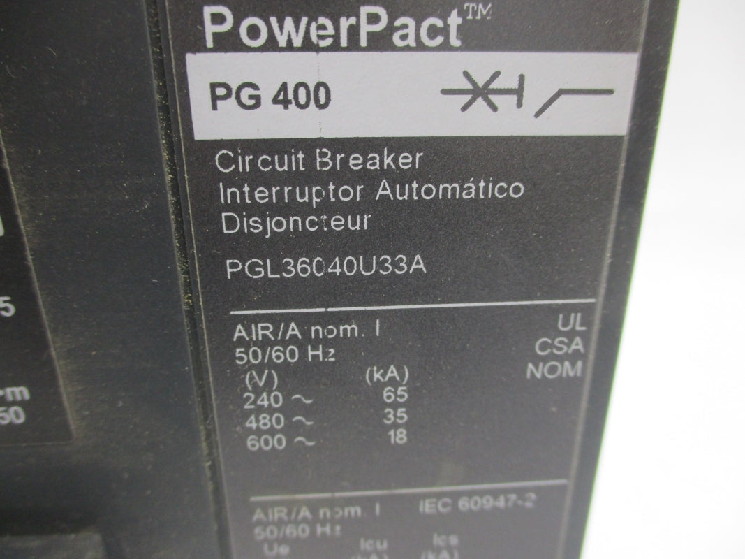 SQUARE D PGL36040U33A SER. 1 600V 400A NSNP