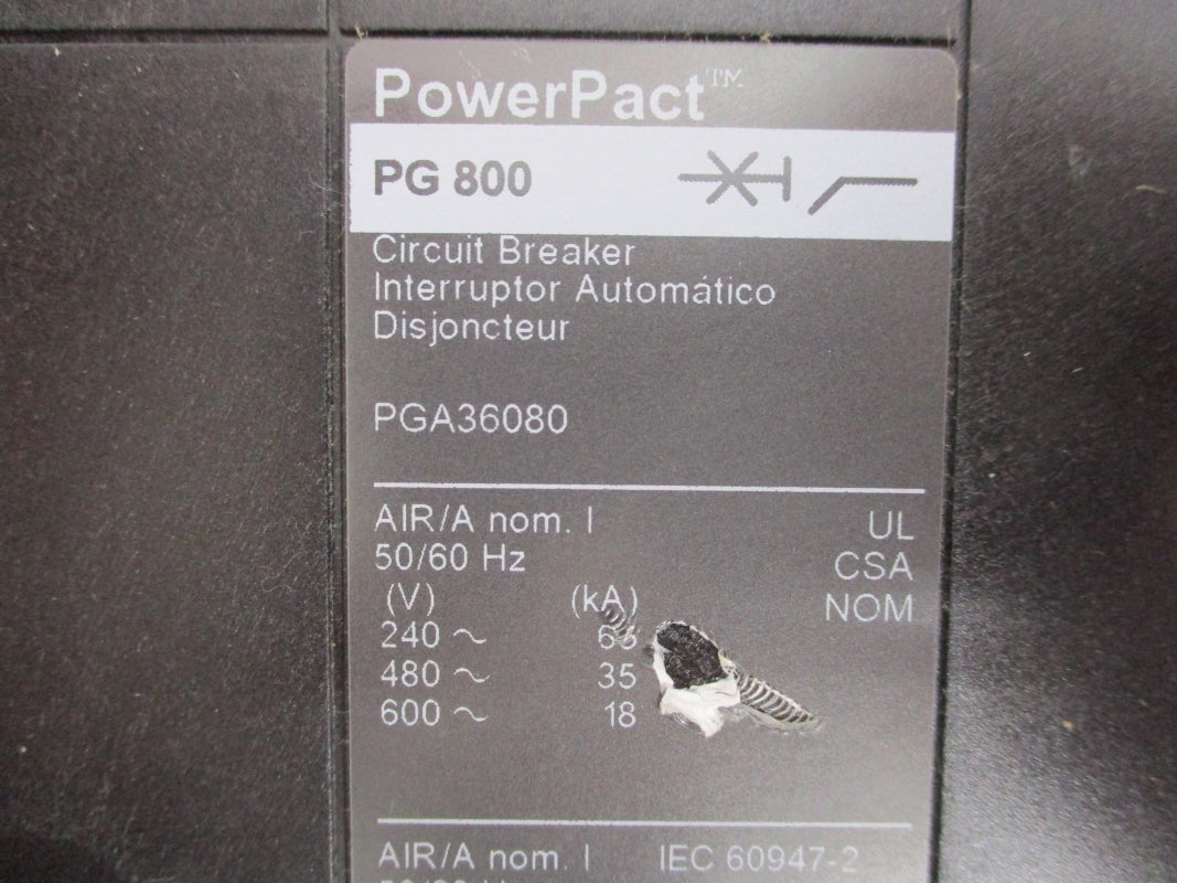 SQUARE D PGA36080 SER. 1 600V 800A (AS PICTURED) NSNP
