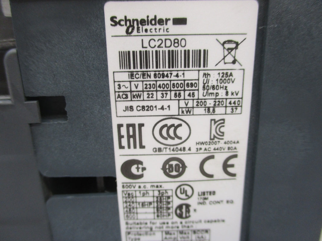 SCHNEIDER ELECTRIC LC2D80G7 120V NSNP