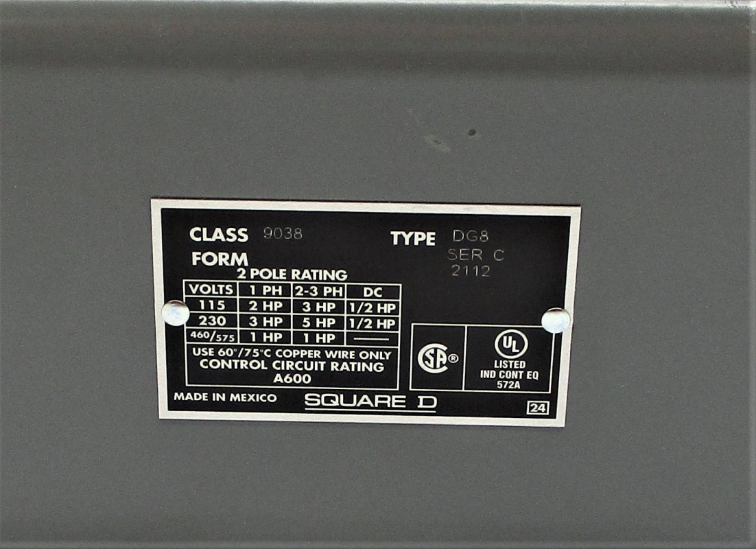 SQUARE D 9038DG8 SER. C 460/575V NSNP