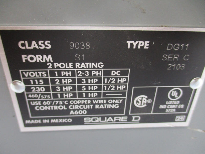 SQUARE D 9038DG11S1 SER. C 460/575V NSNP