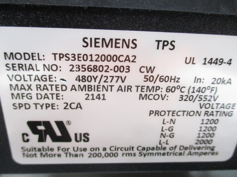 SIEMENS TPS3E12200X02 277V NSNP