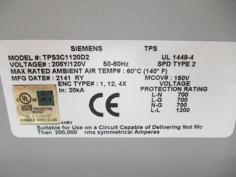 SIEMENS TPS3C1120D2 120V NSNP